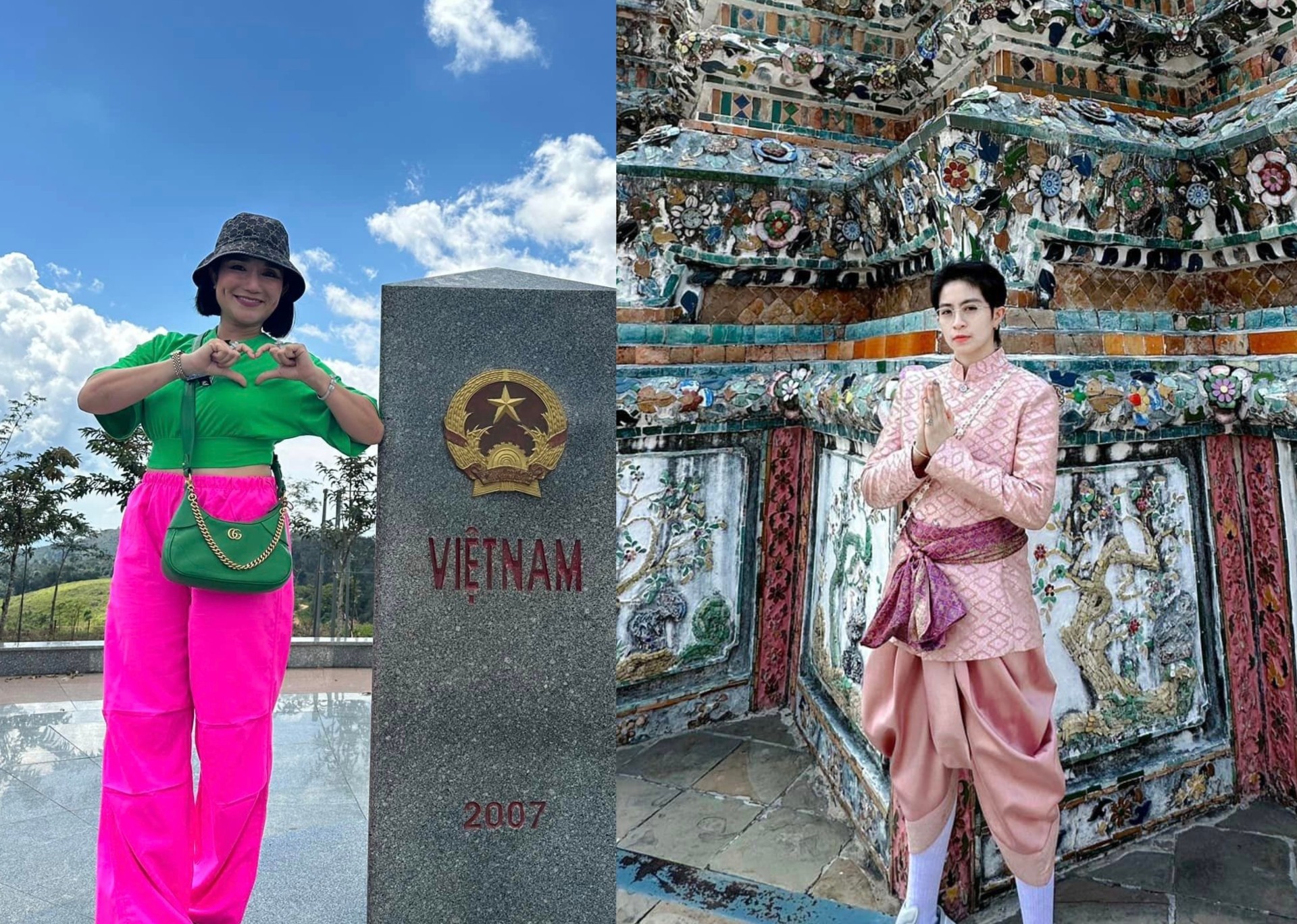 Sao Việt đi du lịch: Cát Tường check-in ngã ba Đông Dương, Gil Lê “thần thái” tại xứ Chùa Vàng