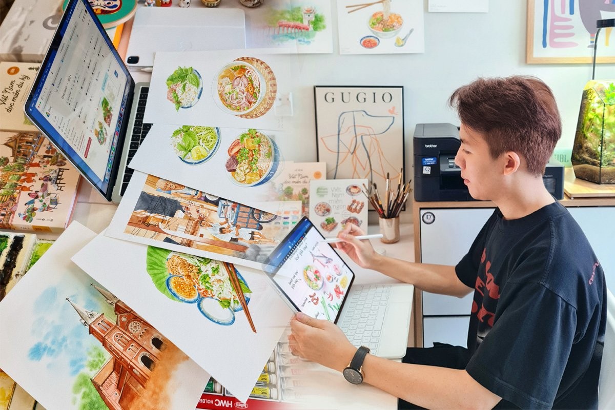 “Chụp ảnh” mĩ vị bằng họa cụ, hoạ sĩ trẻ lan toả ẩm thực Việt ra thế giới