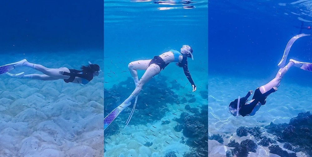 Diễn viên Minh Hằng khám phá đại dương ở đảo Phú Quý qua bộ môn freediving