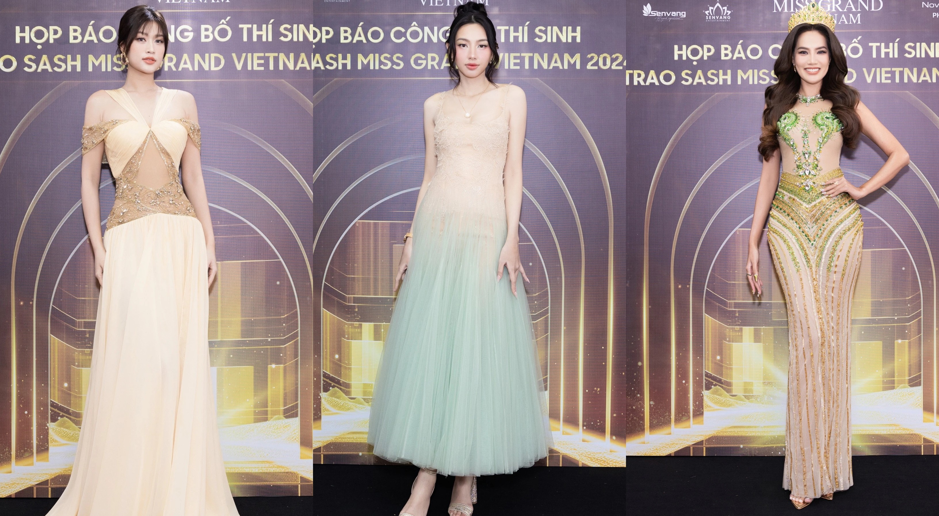 Hoa hậu Thùy Tiên, Thiên Ân và Lê Hoàng Phương đọ sắc tại buổi trao sash cho thí sinh Miss Grand Vietnam 2024