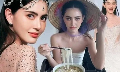 "Ma nữ đẹp nhất Thái Lan" Mai Davika đội nón lá và ăn phở Việt Nam khiến fan thích thú