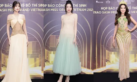 Hoa hậu Thùy Tiên, Thiên Ân và Lê Hoàng Phương đọ sắc tại buổi trao sash cho thí sinh Miss Grand Vietnam 2024