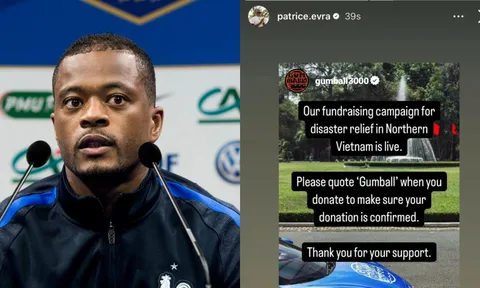 Huyền thoại MU Patrice Evra gửi thông điệp gây quỹ của Gumball 3000 ủng hộ người dân Việt Nam chịu cảnh lũ