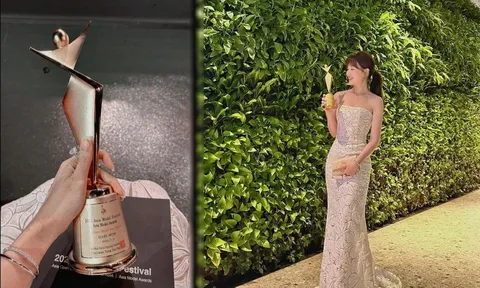 Trấn Thành chúc mừng bà xã nhận giải thưởng ở Hàn Quốc sau 10 năm làm nghệ thuật
