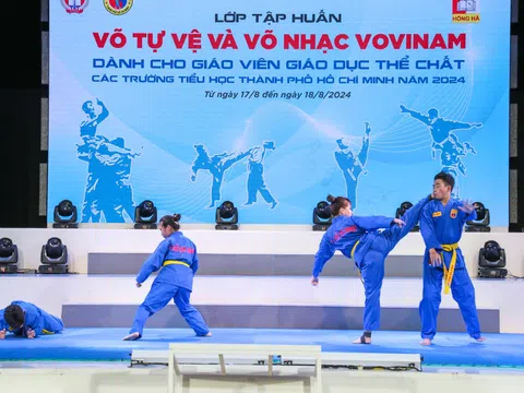 650 giáo viên tiểu học tham gia tập huấn võ tự vệ và võ nhạc Vovinam trong học đường