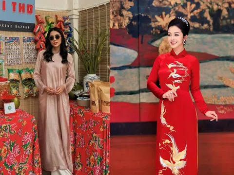 Sao Việt diện áo dài chào xuân:  Hà Tăng chọn áo suông cách tân, Jennifer Phạm thướt tha cùng sắc đỏ truyền thống