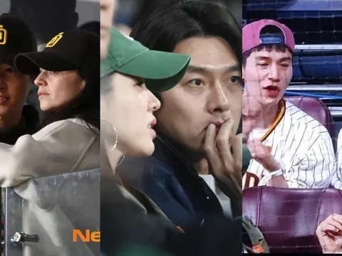 Loạt sao Hàn đình đám đổ bộ sân bóng chày: Song Joong Ki và vợ Tây hiếm hoi lộ diện