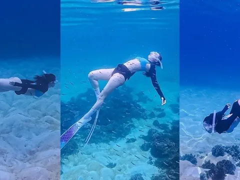 Diễn viên Minh Hằng khám phá đại dương ở đảo Phú Quý qua bộ môn freediving