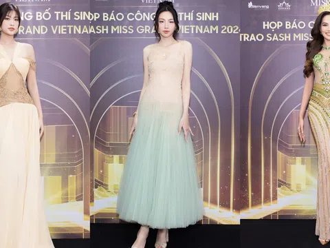 Hoa hậu Thùy Tiên, Thiên Ân và Lê Hoàng Phương đọ sắc tại buổi trao sash cho thí sinh Miss Grand Vietnam 2024